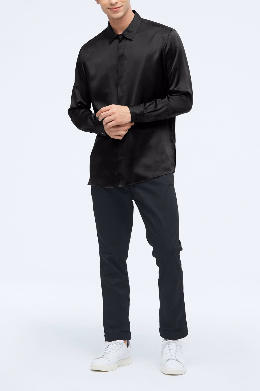 Camicia di Sete a Maniche Lunghe Classica per Uomo