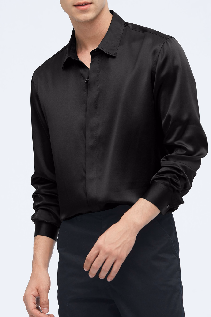 Camicia di Sete a Maniche Lunghe Classica per Uomo