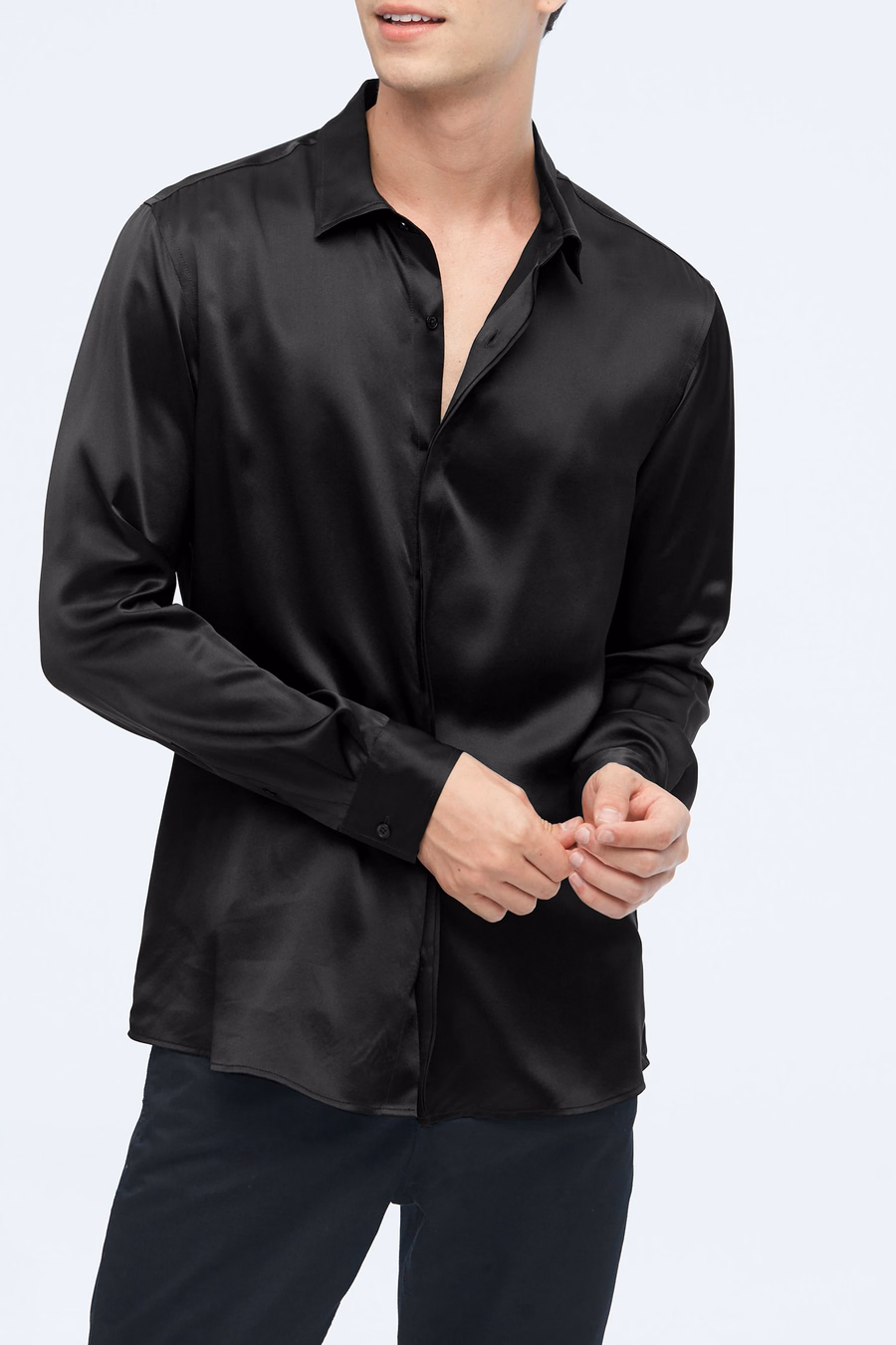 Camicia di Sete a Maniche Lunghe Classica per Uomo