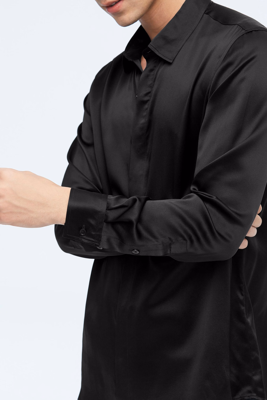 Camicia di Sete a Maniche Lunghe Classica per Uomo