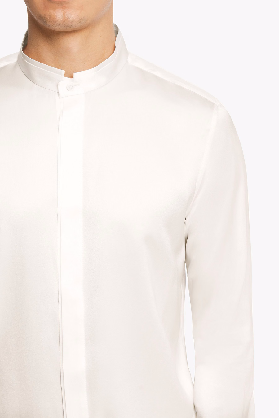 Camicia da Uomo con Patta Nascosta in Setoso Classico