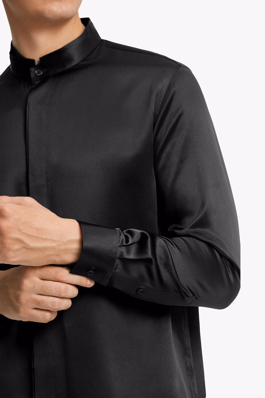 Camicia da Uomo con Patta Nascosta in Setoso Classico