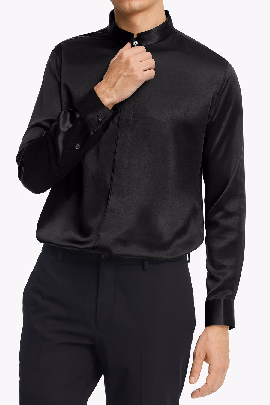 Camicia da Uomo con Patta Nascosta in Setoso Classico