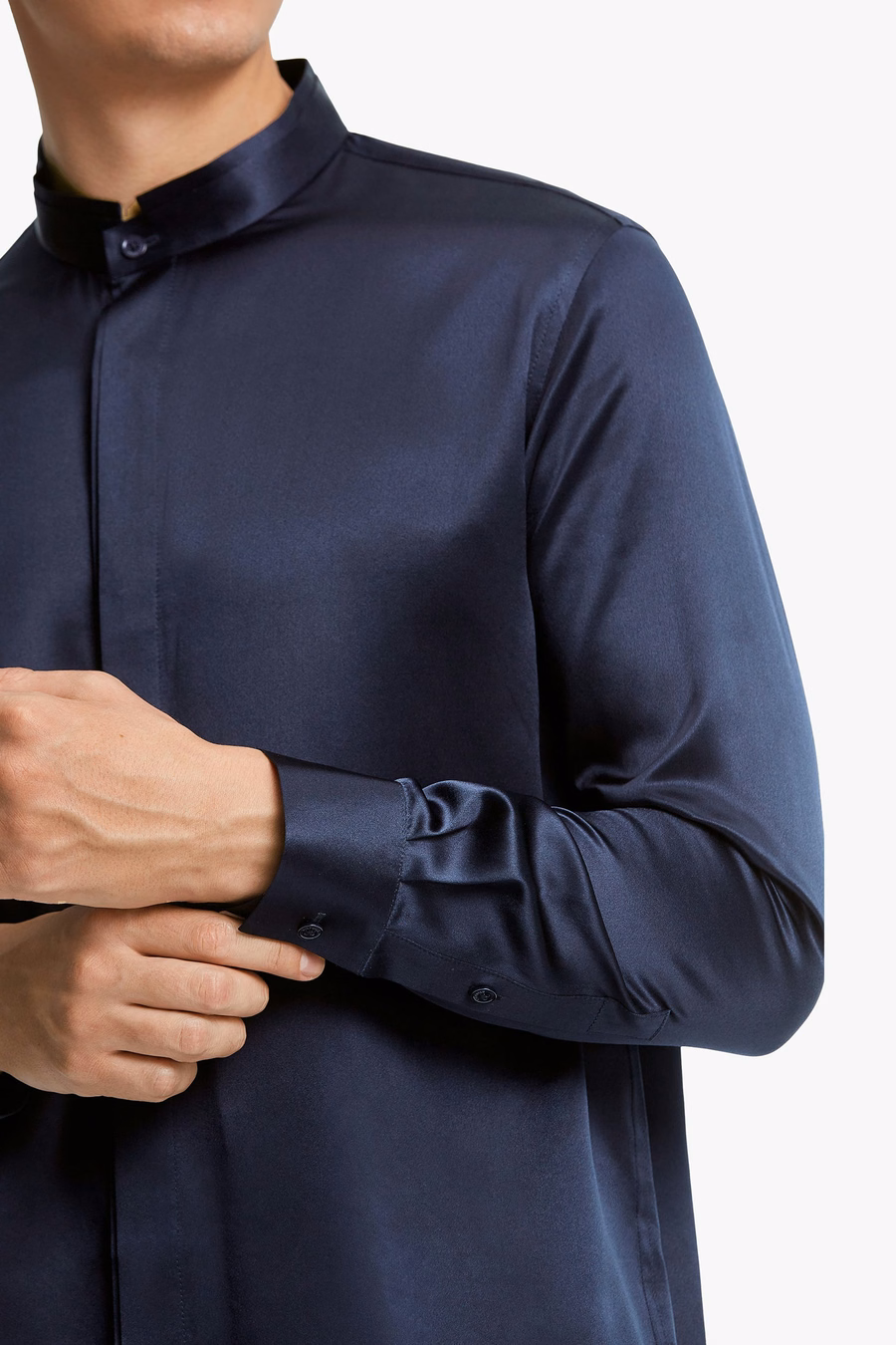 Camicia da Uomo con Patta Nascosta in Setoso Classico