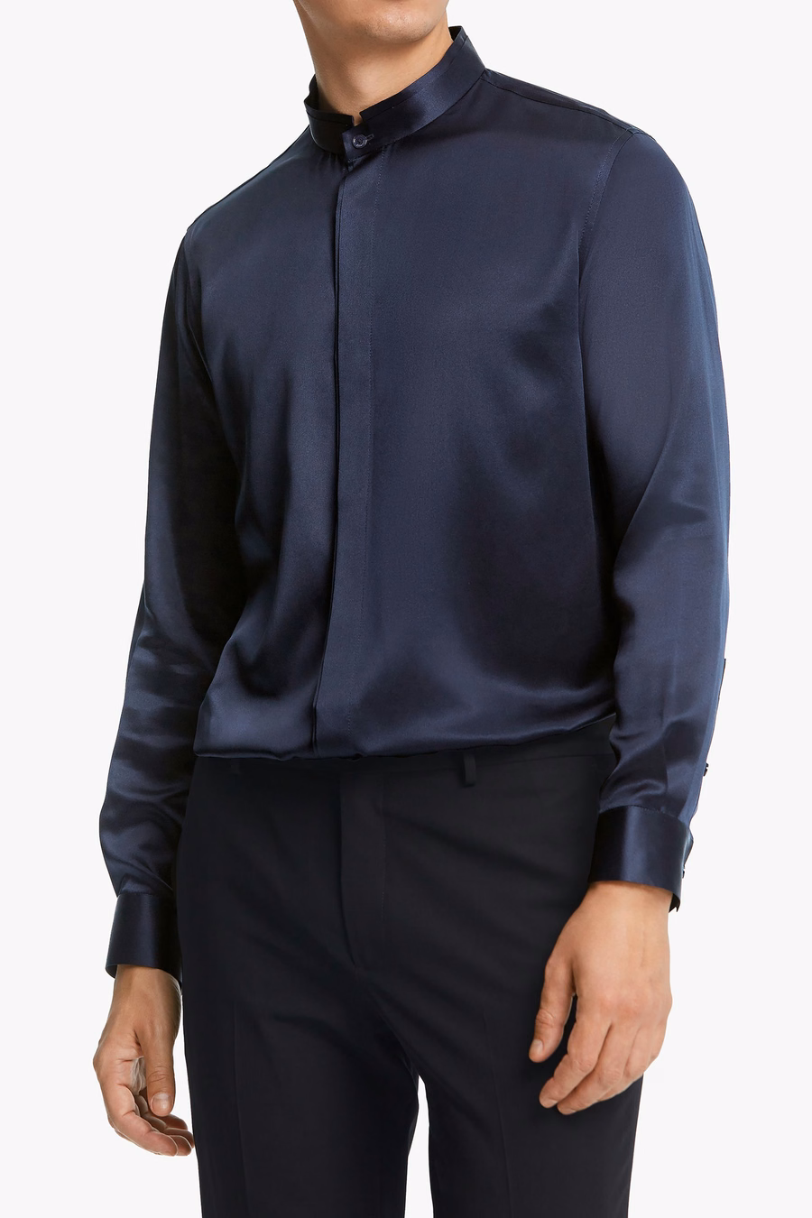 Camicia da Uomo con Patta Nascosta in Setoso Classico