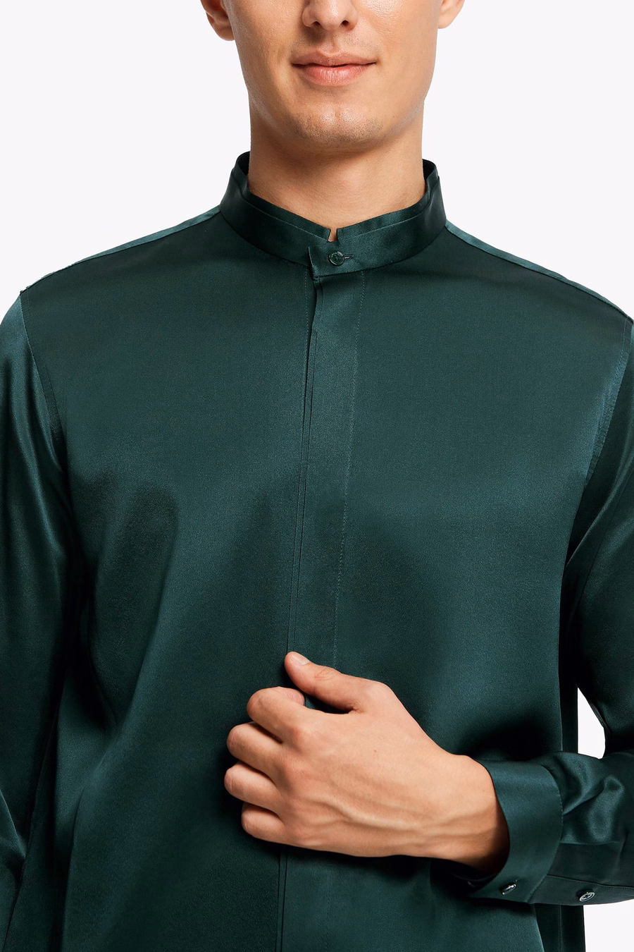 Camicia da Uomo con Patta Nascosta in Setoso Classico