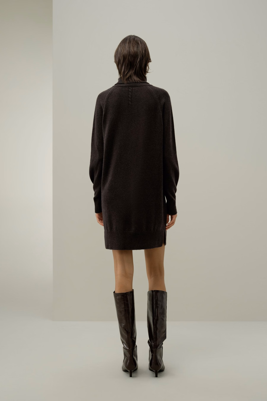 Vestito a Maglia con Collo Alto in Lana e Cashmere