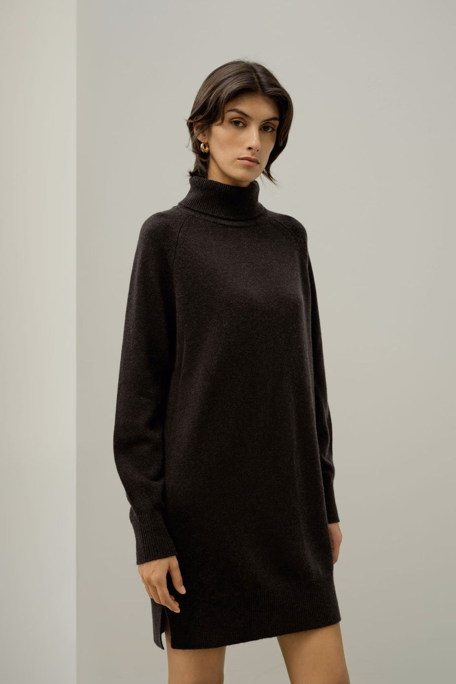Vestito a Maglia con Collo Alto in Lana e Cashmere