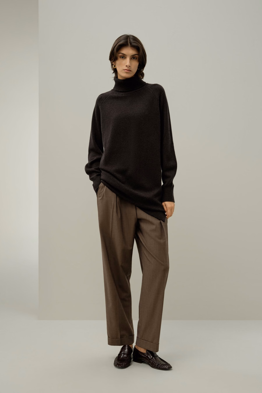 Vestito a Maglia con Collo Alto in Lana e Cashmere