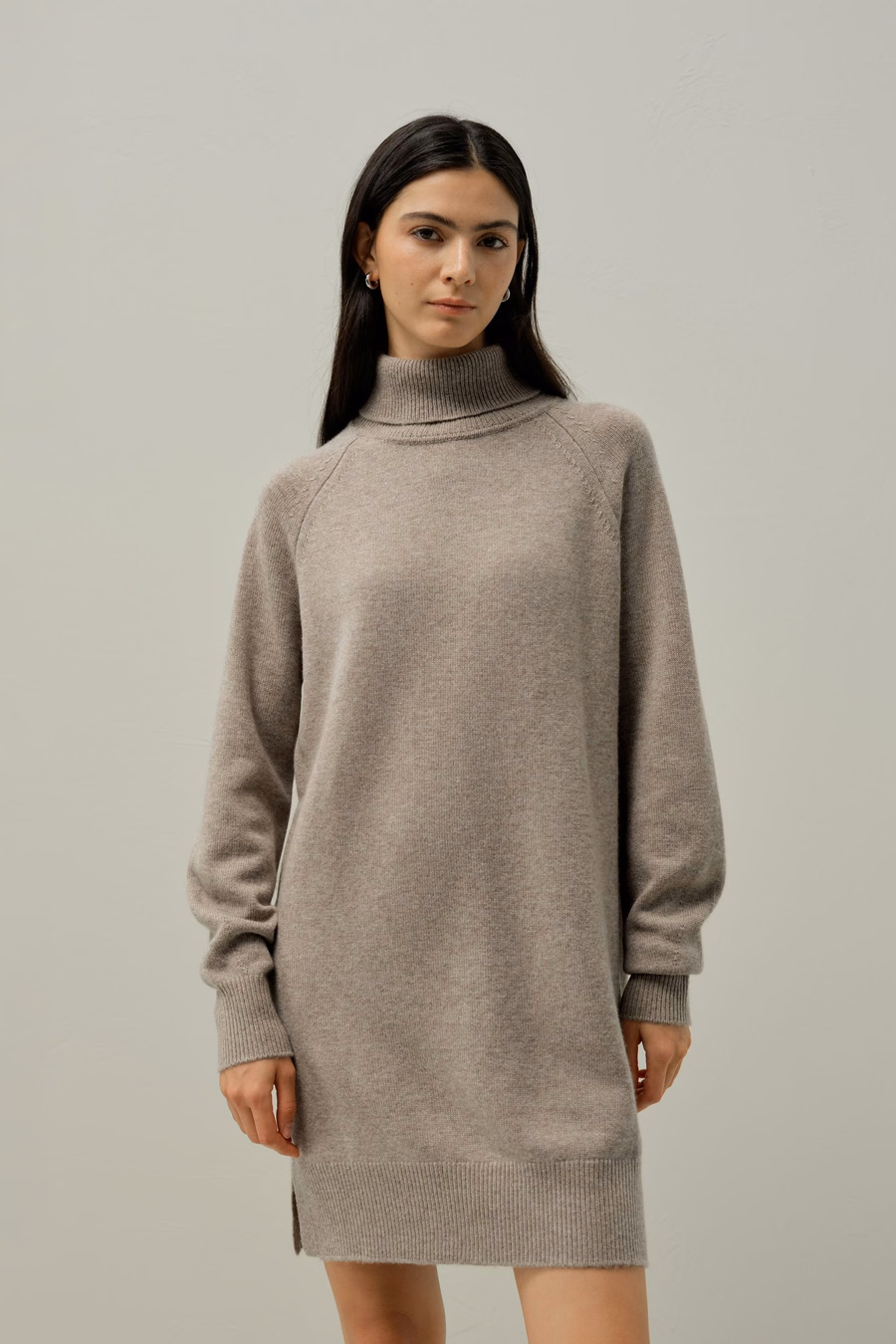 Vestito a Maglia con Collo Alto in Lana e Cashmere