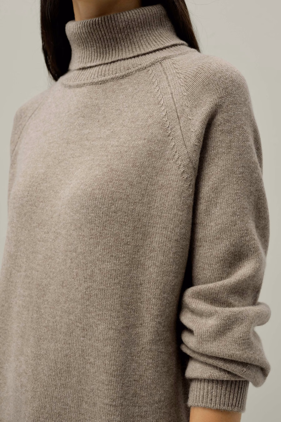 Vestito a Maglia con Collo Alto in Lana e Cashmere