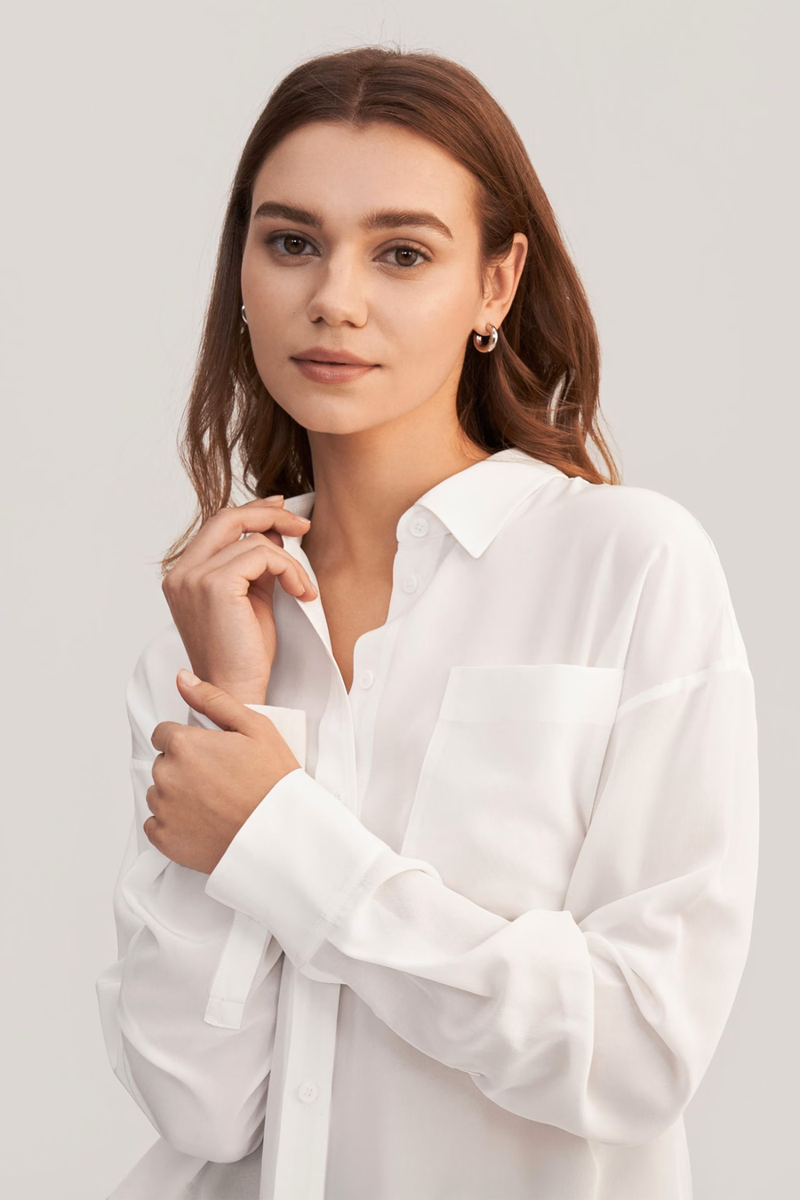 Drop Shoulders Oversize Silk Shirt