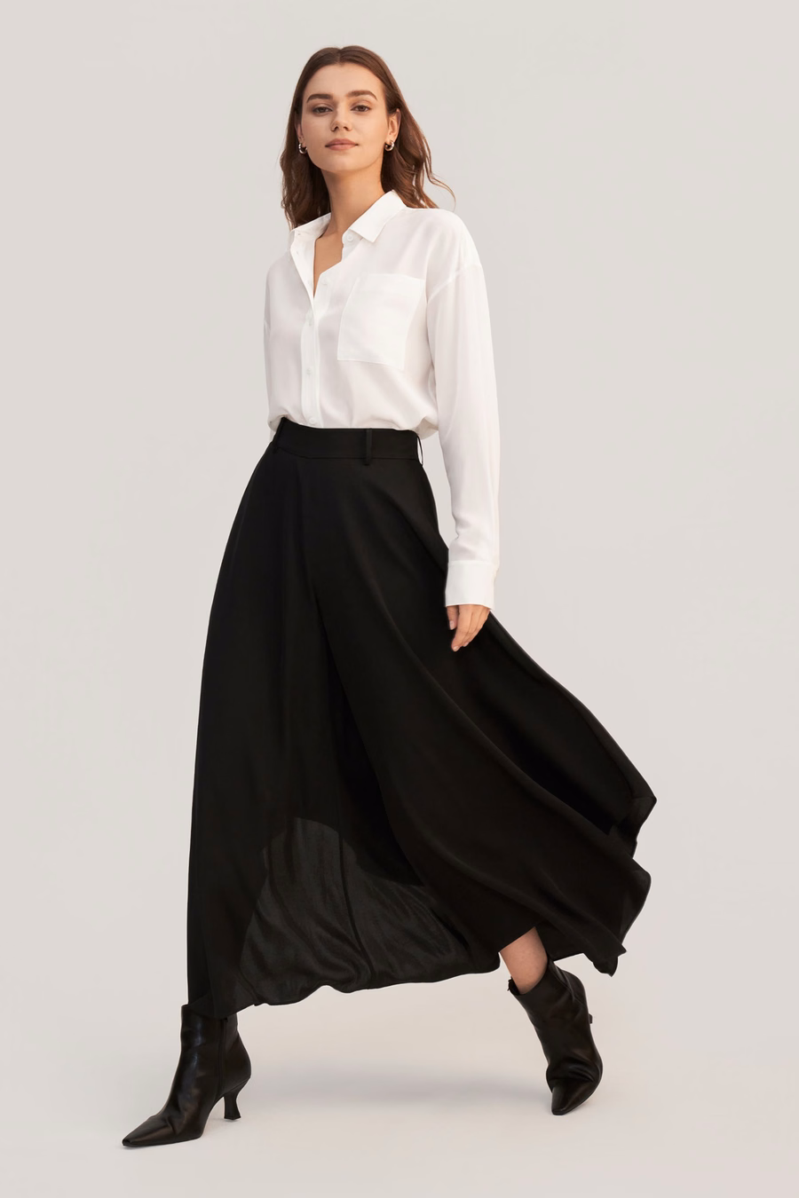 Drop Shoulders Oversize Silk Shirt