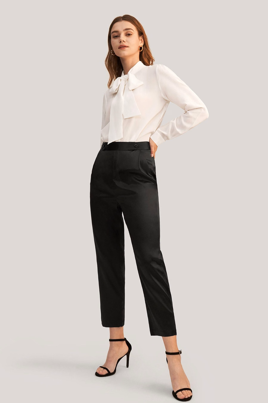 Pantaloni a sigaretta in seta Comfort Fit