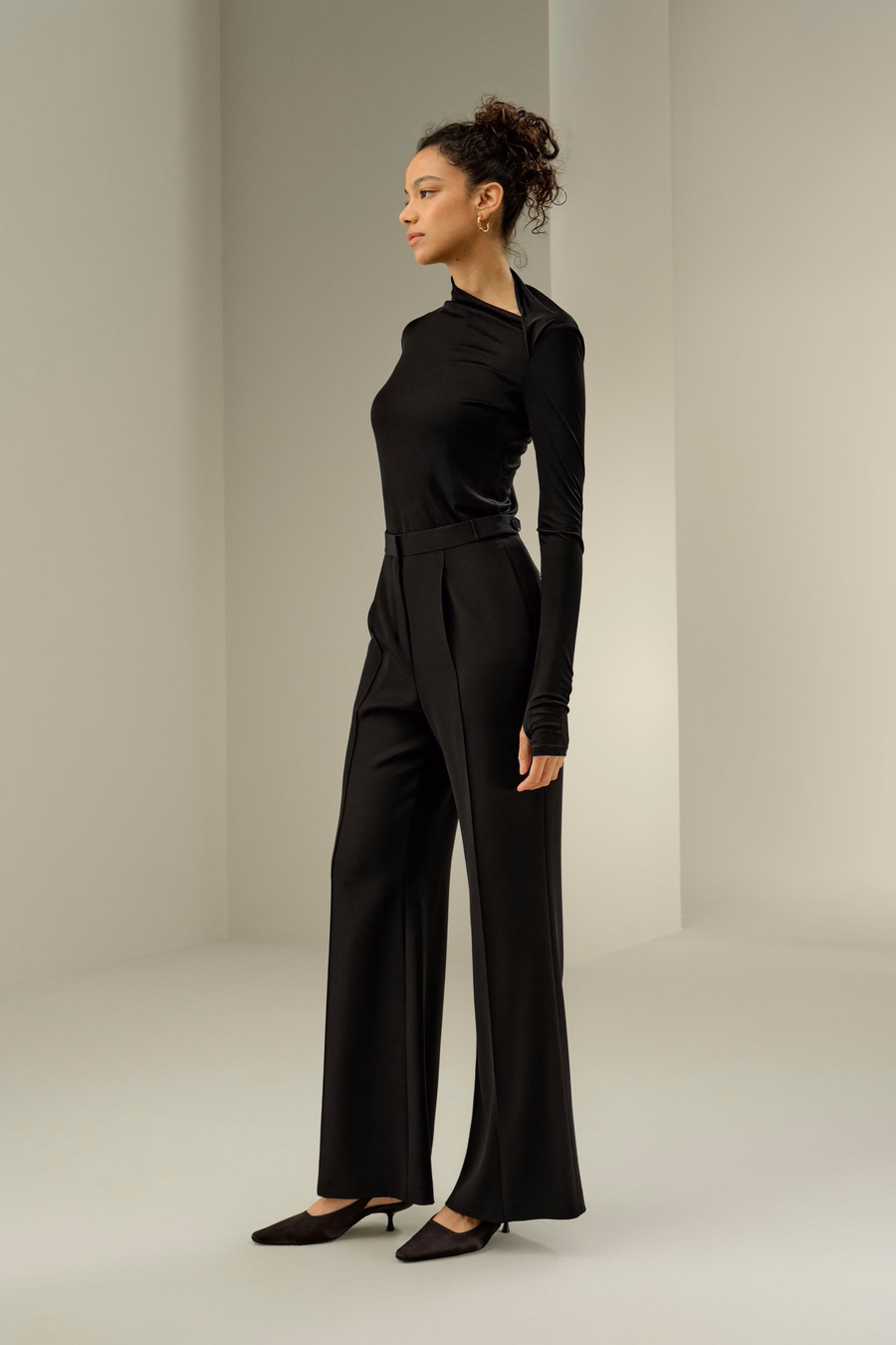 Maglia Slim Fit in Jersey di Seta con Maniche Lunghe