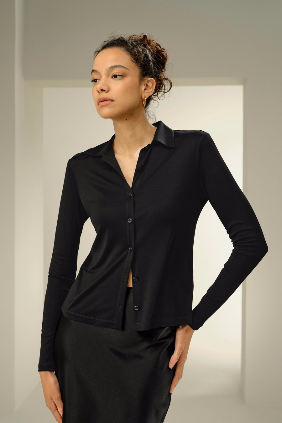 Camicia Basic Slim in Jersey di Seta