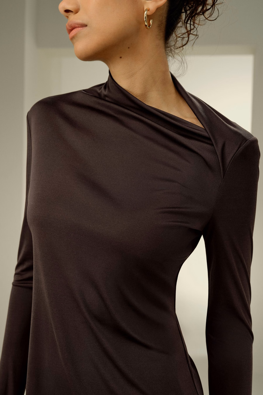 Maglia Slim Fit in Jersey di Seta con Maniche Lunghe