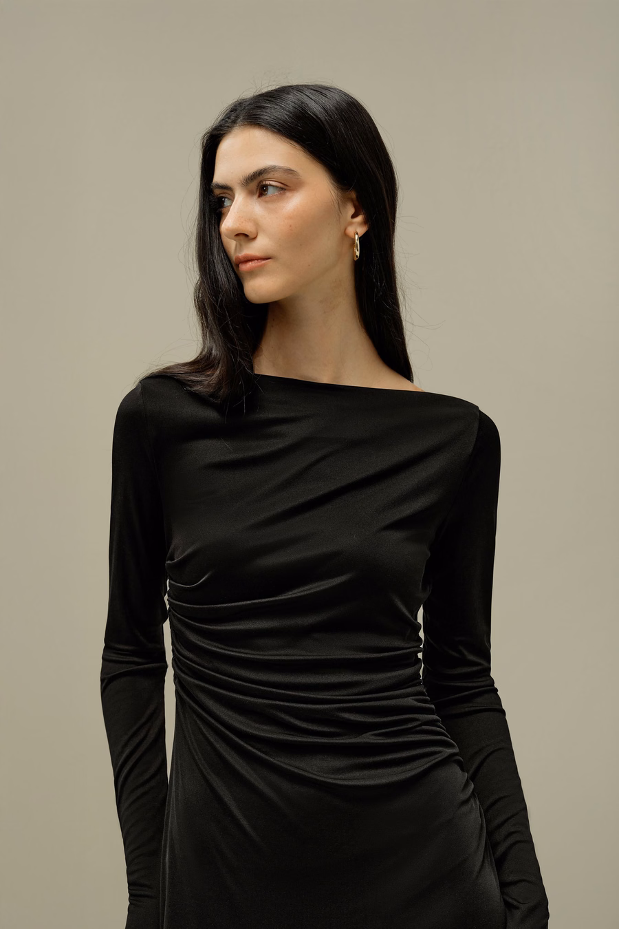 Elegante Abito Midi in Jersey di Seta