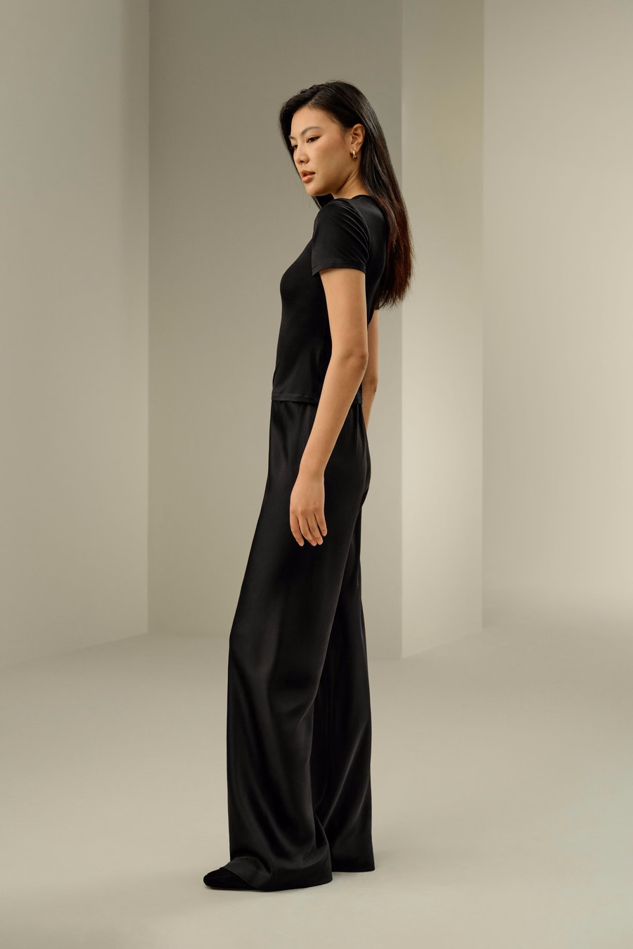 T-shirt in jersey di seta slim fitted