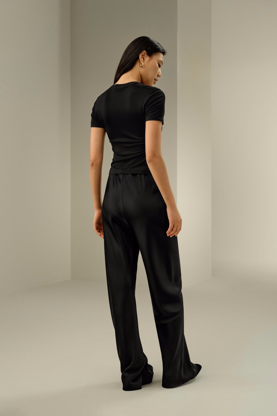 T-shirt in jersey di seta slim fitted