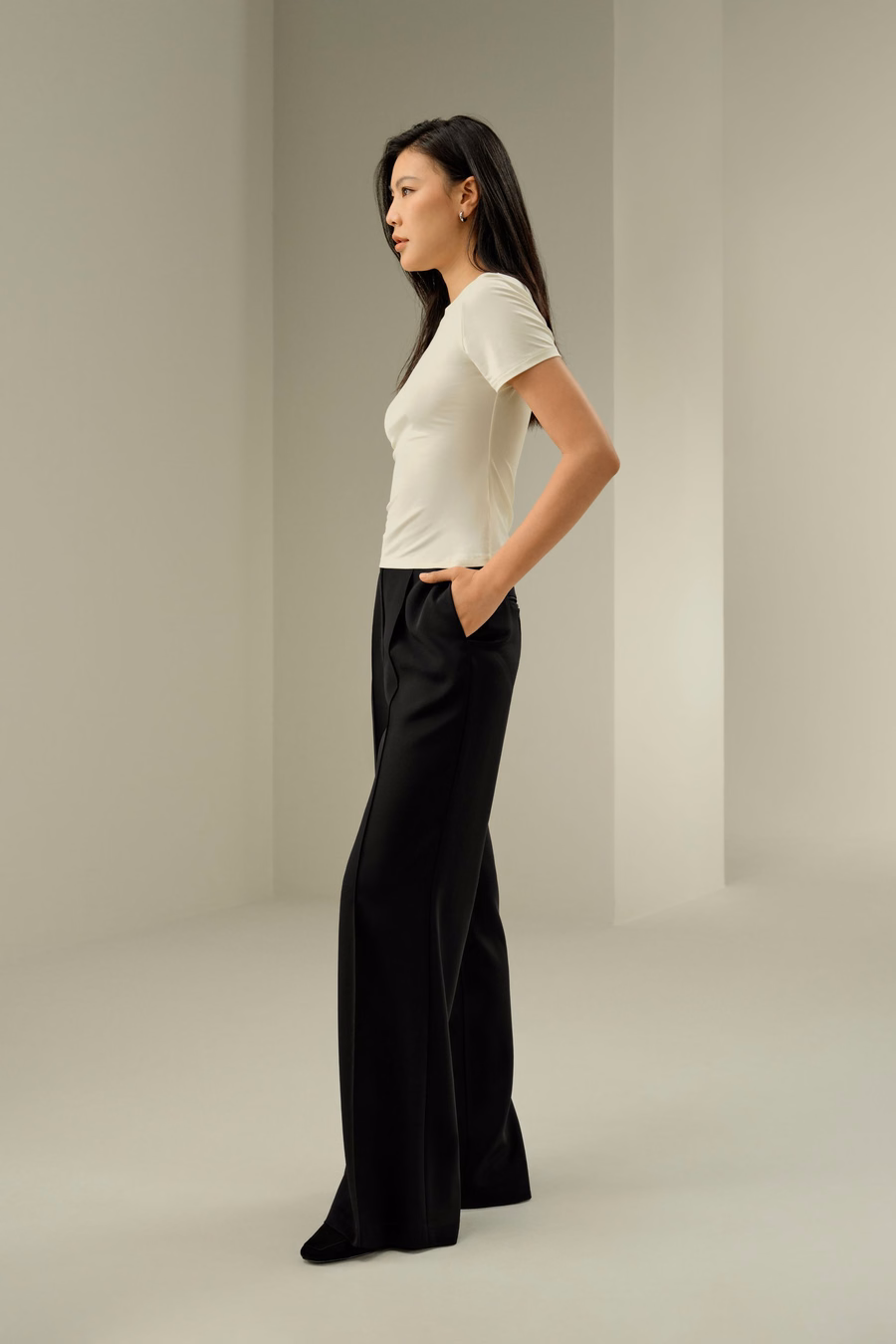 T-shirt in jersey di seta slim fitted