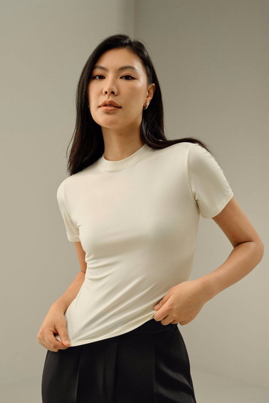 T-shirt in jersey di seta slim fitted