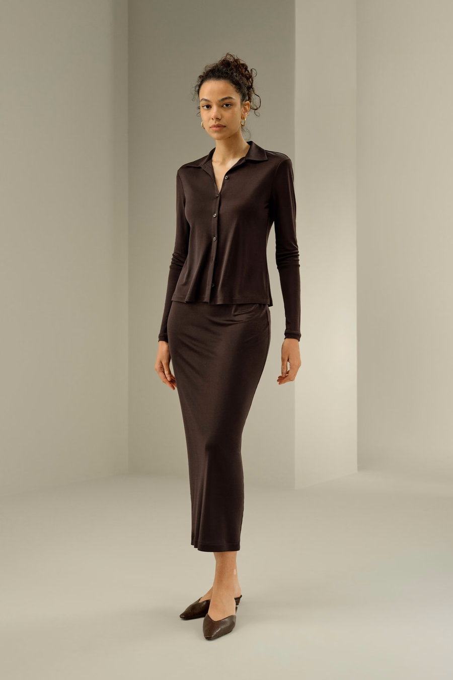 Camicia Basic Slim in Jersey di Seta