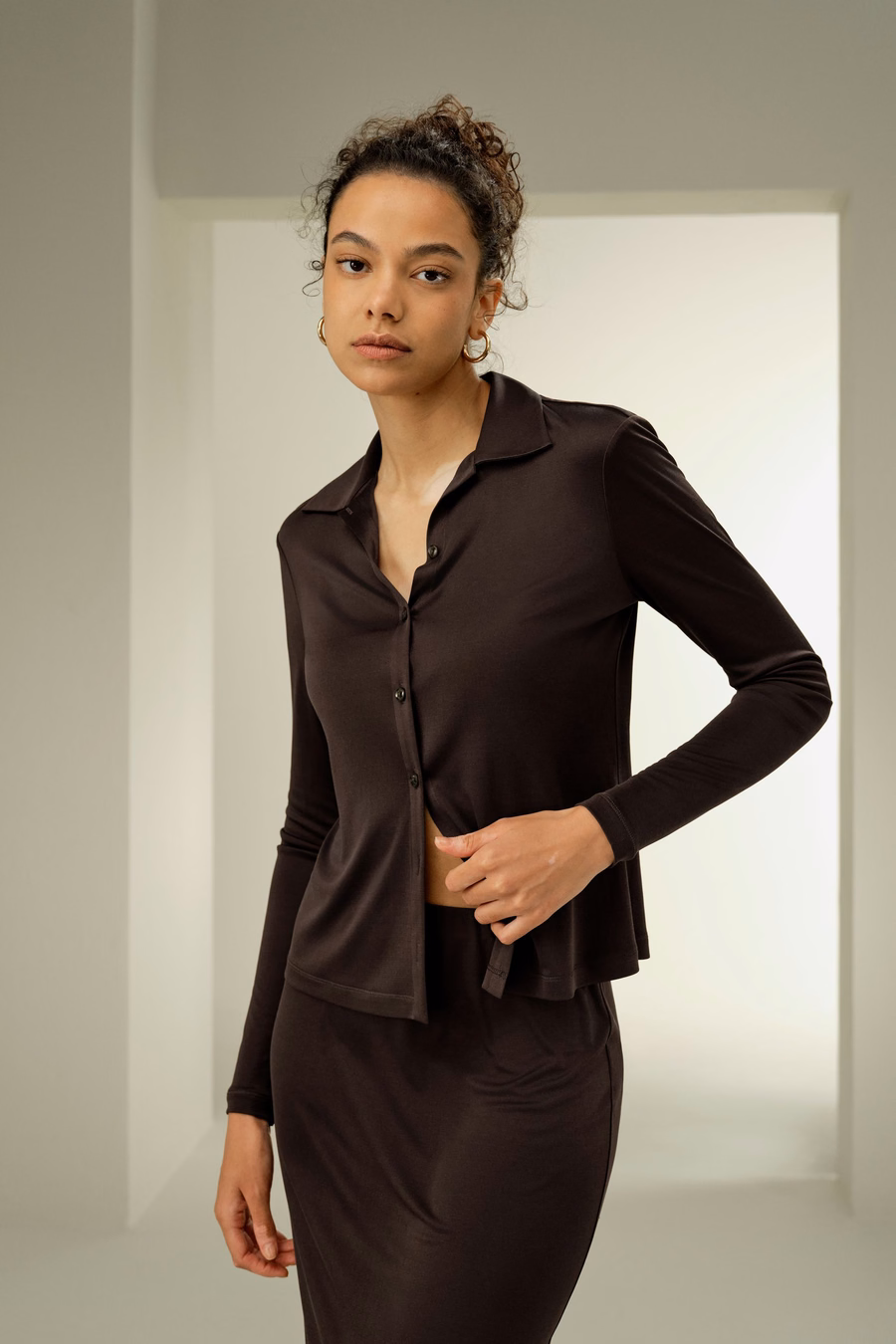 Camicia Basic Slim in Jersey di Seta