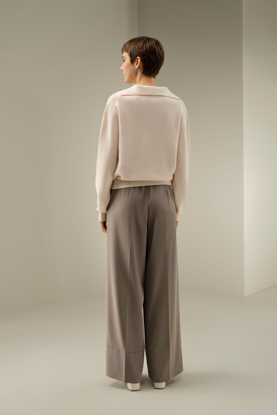 Maglione Polo in Cashmere a Coste