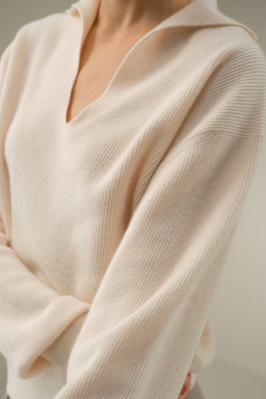 Maglione Polo in Cashmere a Coste
