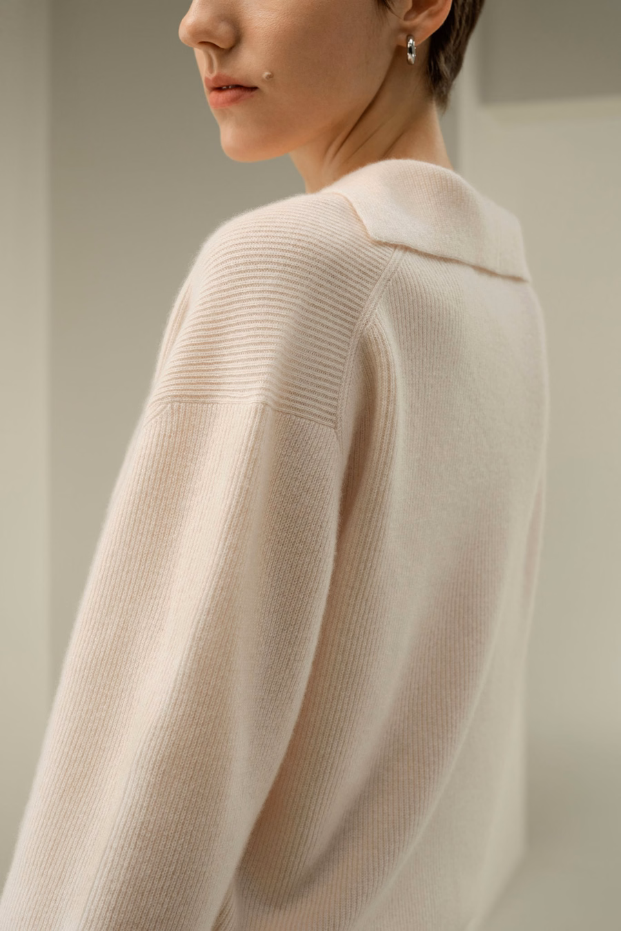 Maglione Polo in Cashmere a Coste