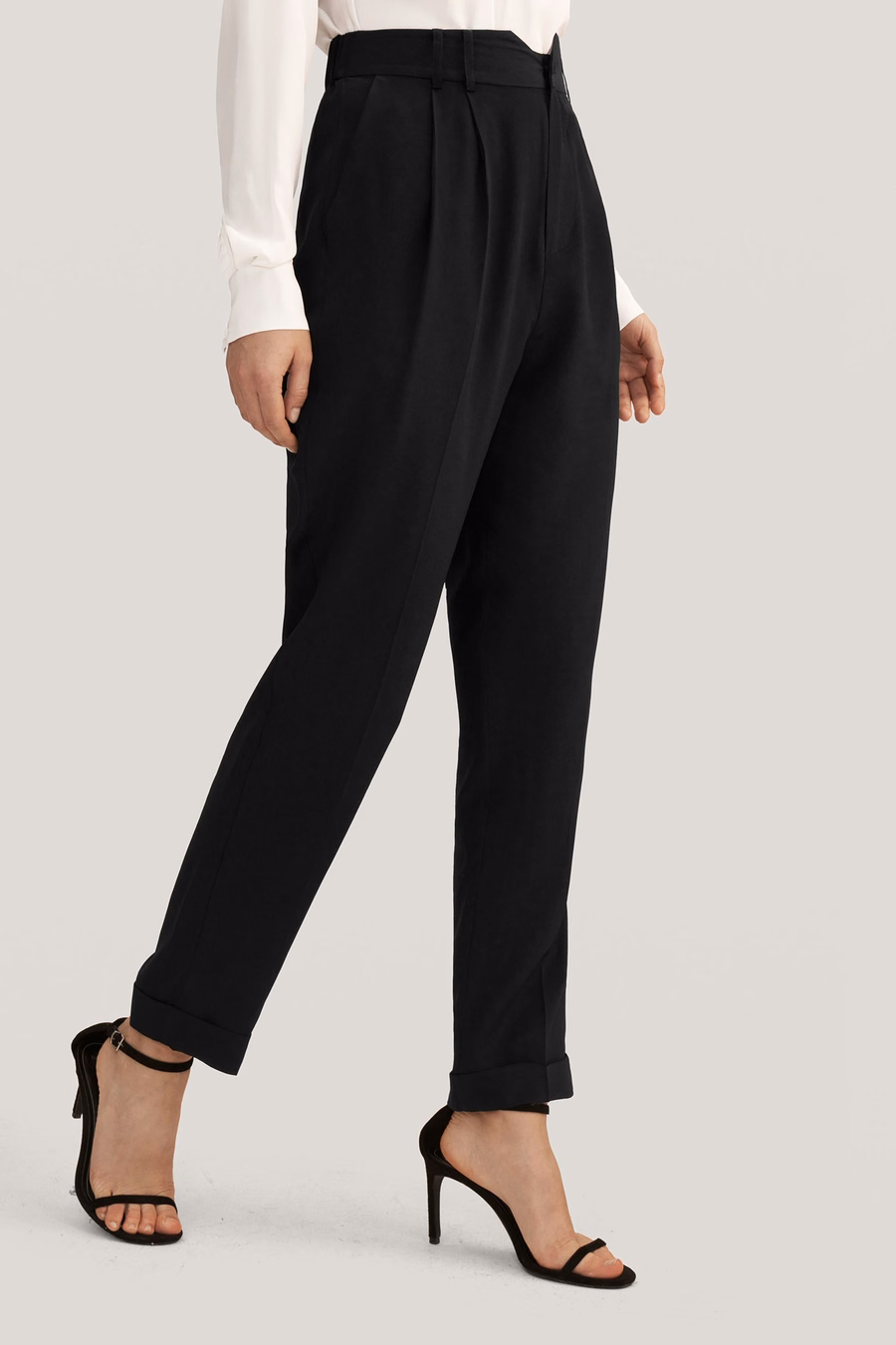 Pantaloni in Seta Tapered Con Inserto