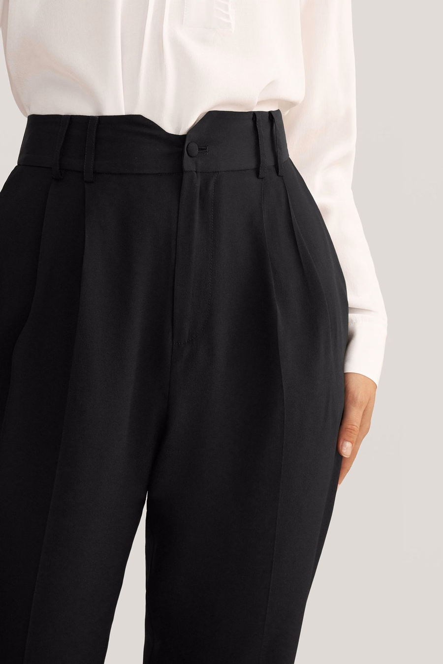 Pantaloni in Seta Tapered Con Inserto
