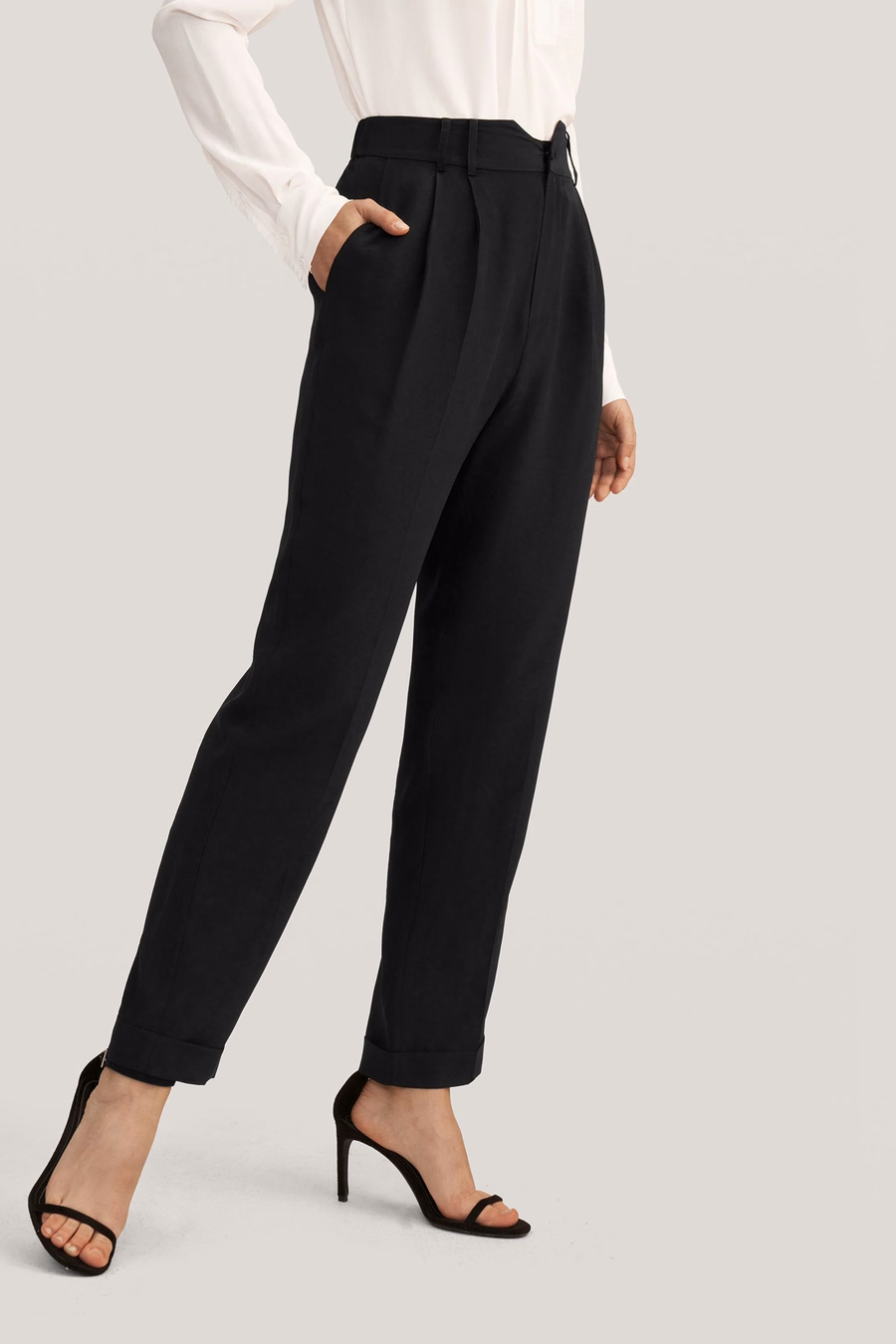 Pantaloni in Seta Tapered Con Inserto