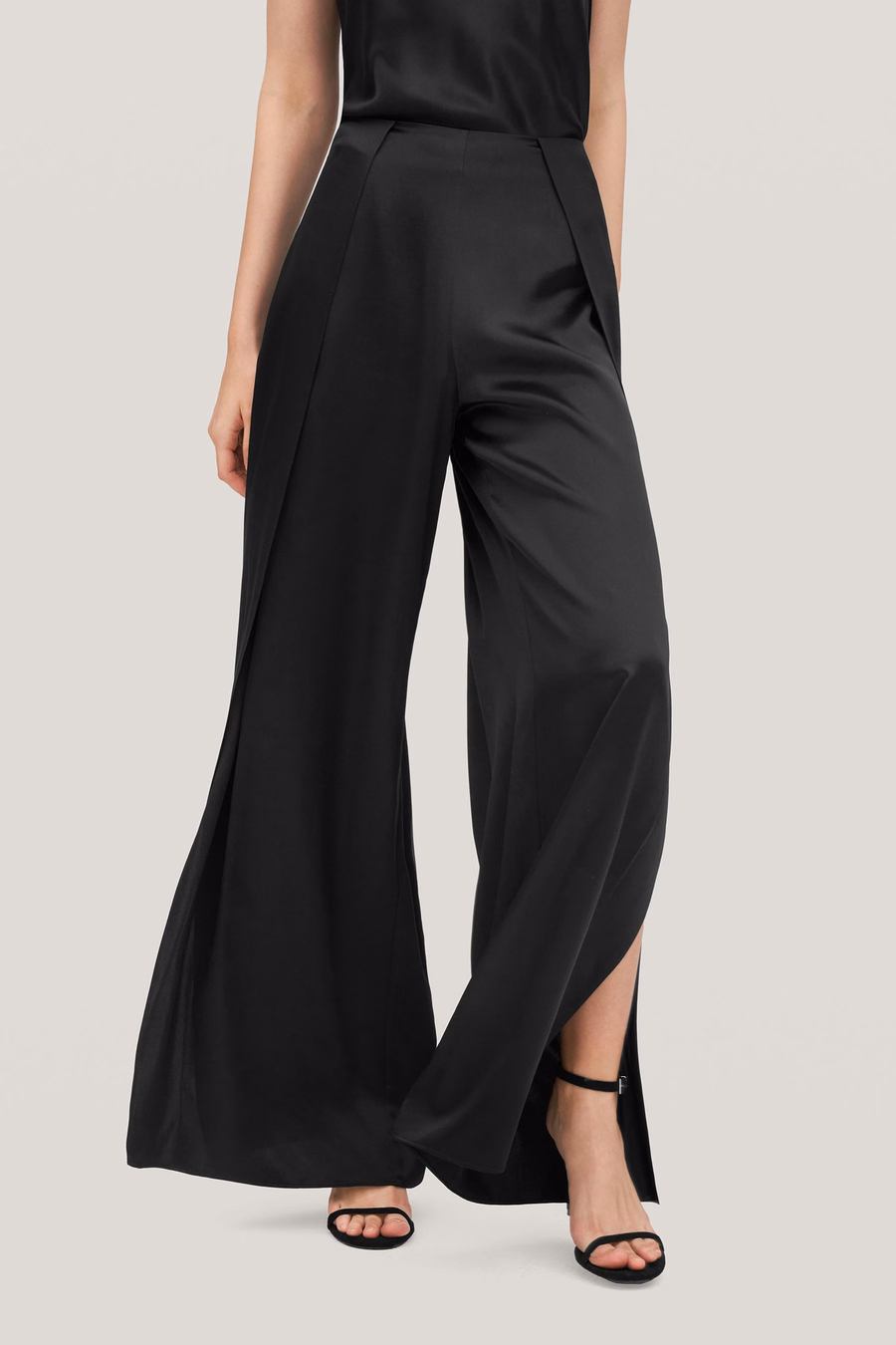 pantaloni in seta ginkgo a vita alta