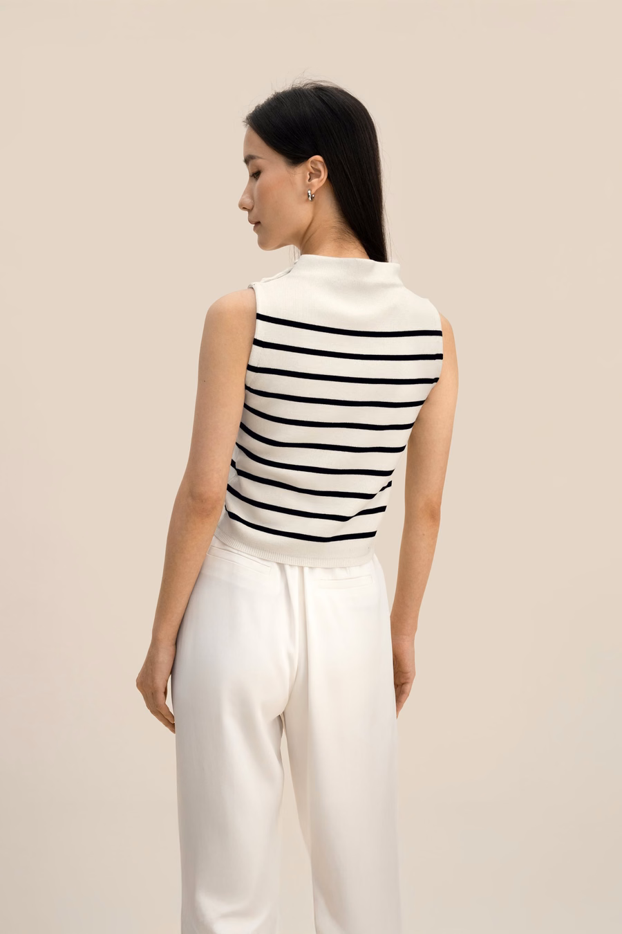 Maglione corto in seta filata a righe