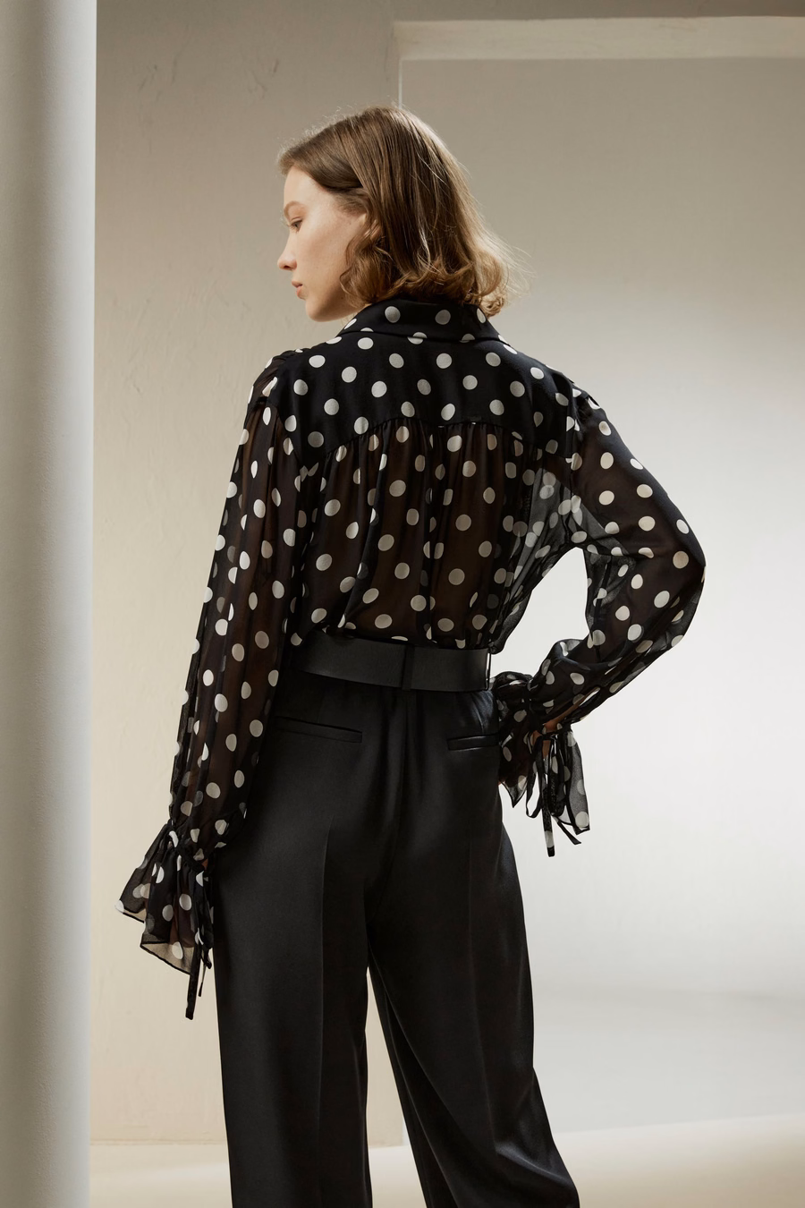 Blusa in georgette a pois