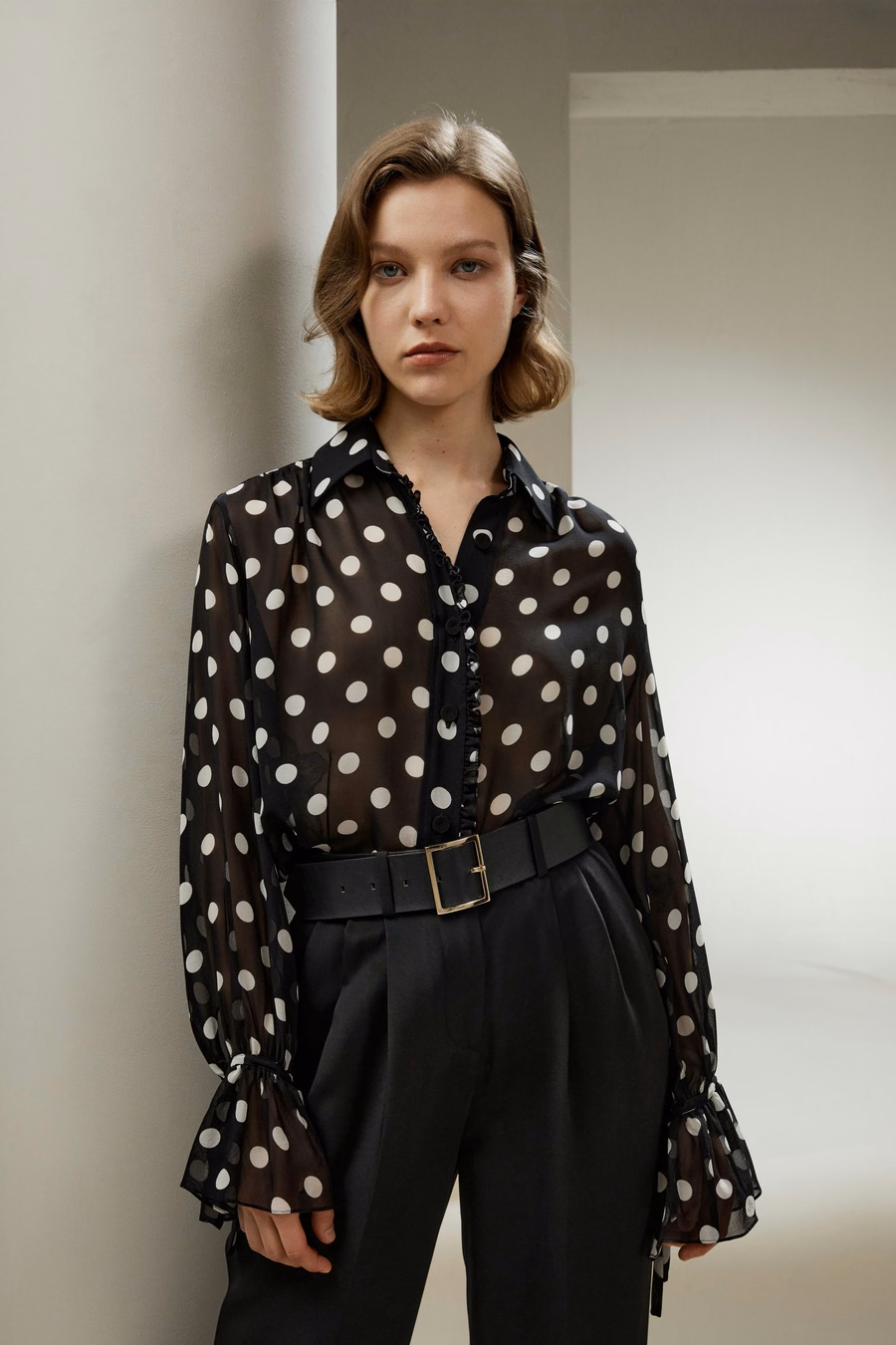 Blusa in georgette a pois