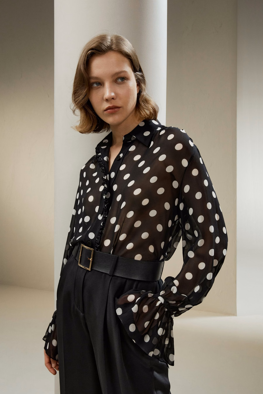 Blusa in georgette a pois