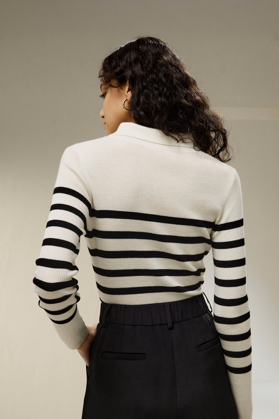 Maglione a Righe in Lana Merino Ultra-fine