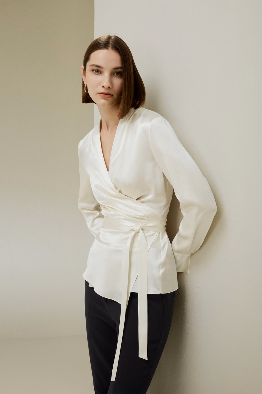 Blusa avvolgente in seta