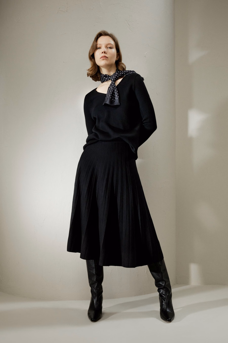 Gonna in merino ultra fine per universitari