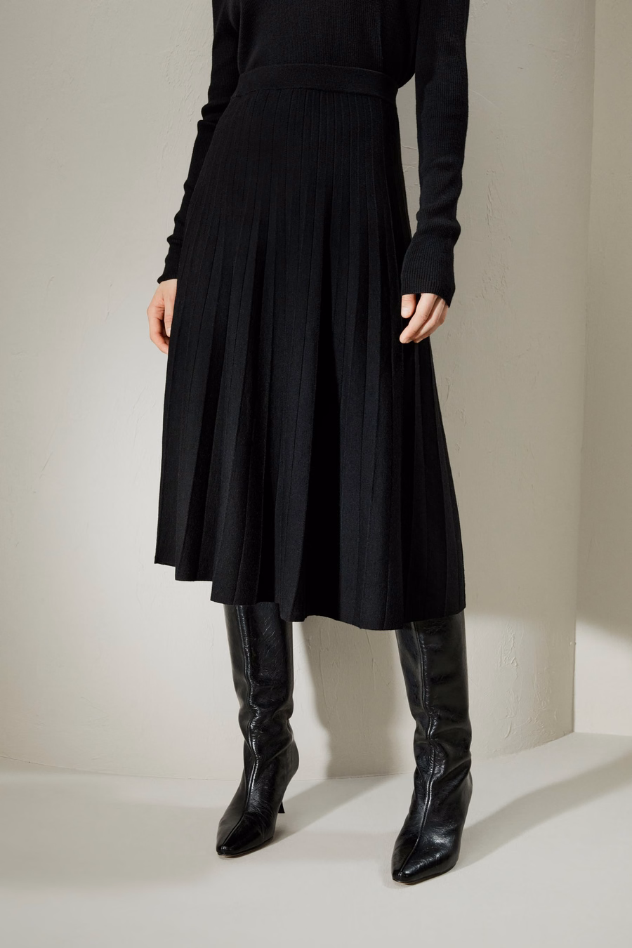 Gonna in merino ultra fine per universitari