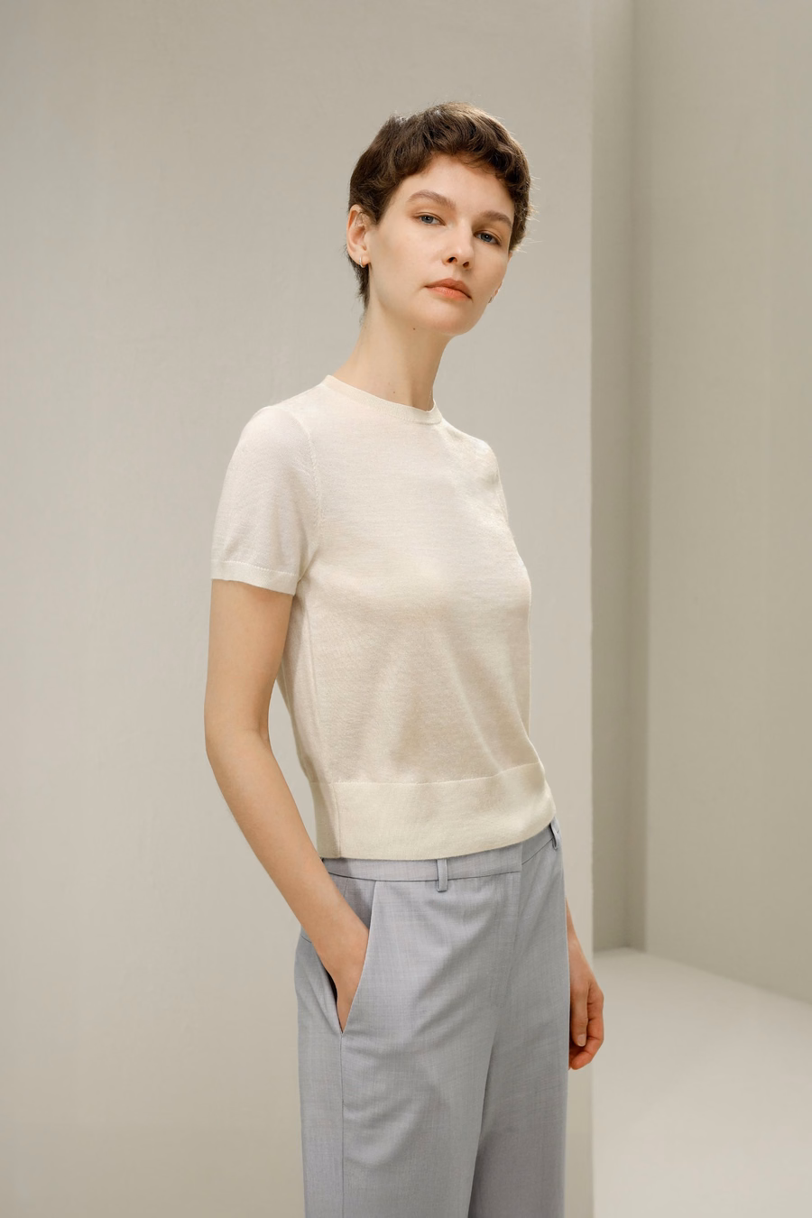 Maglione in cashmere con scollo rotondo