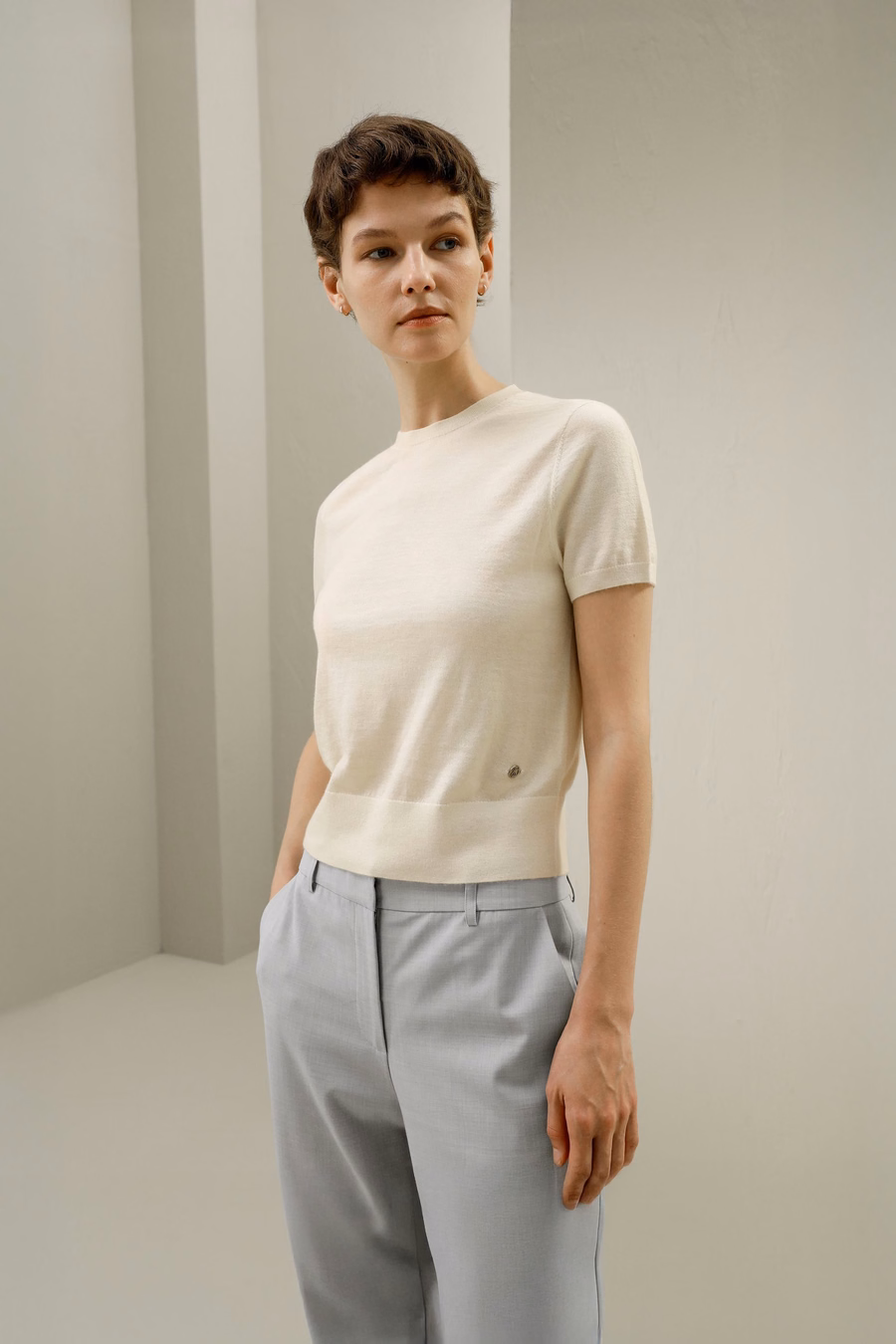 Maglione in cashmere con scollo rotondo