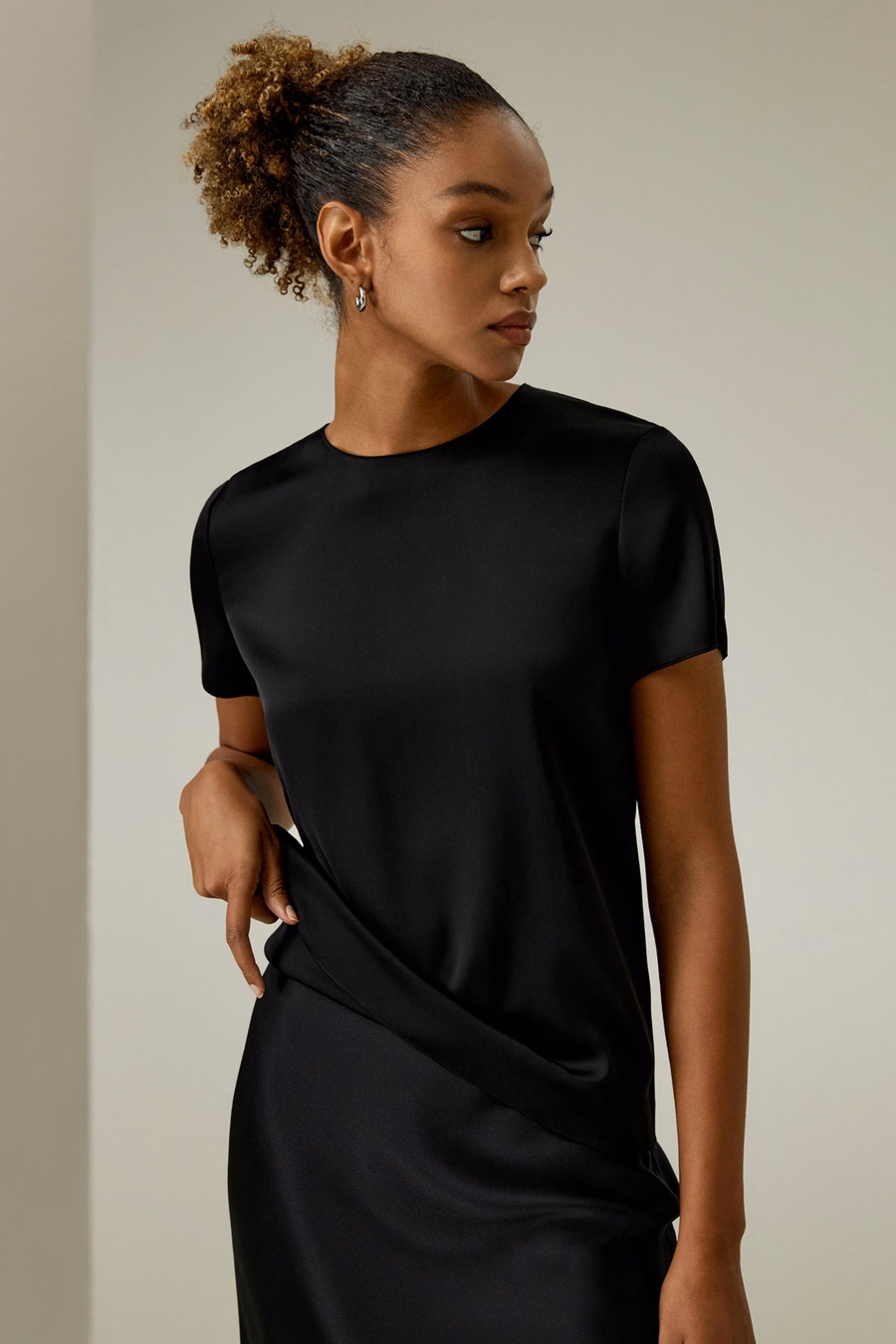 Basic T-shirt in seta
