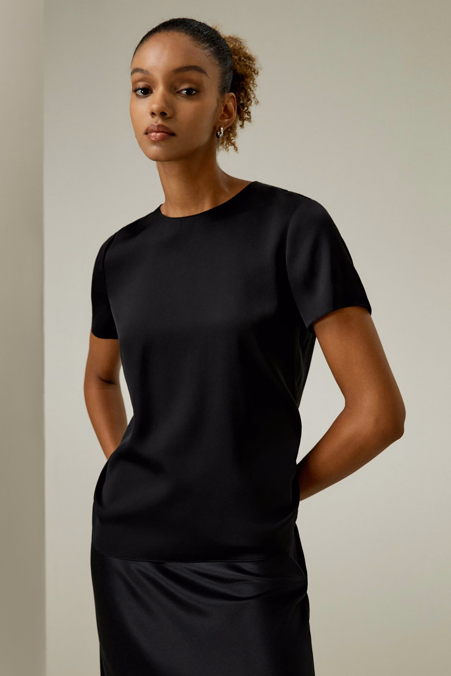 Basic T-shirt in seta