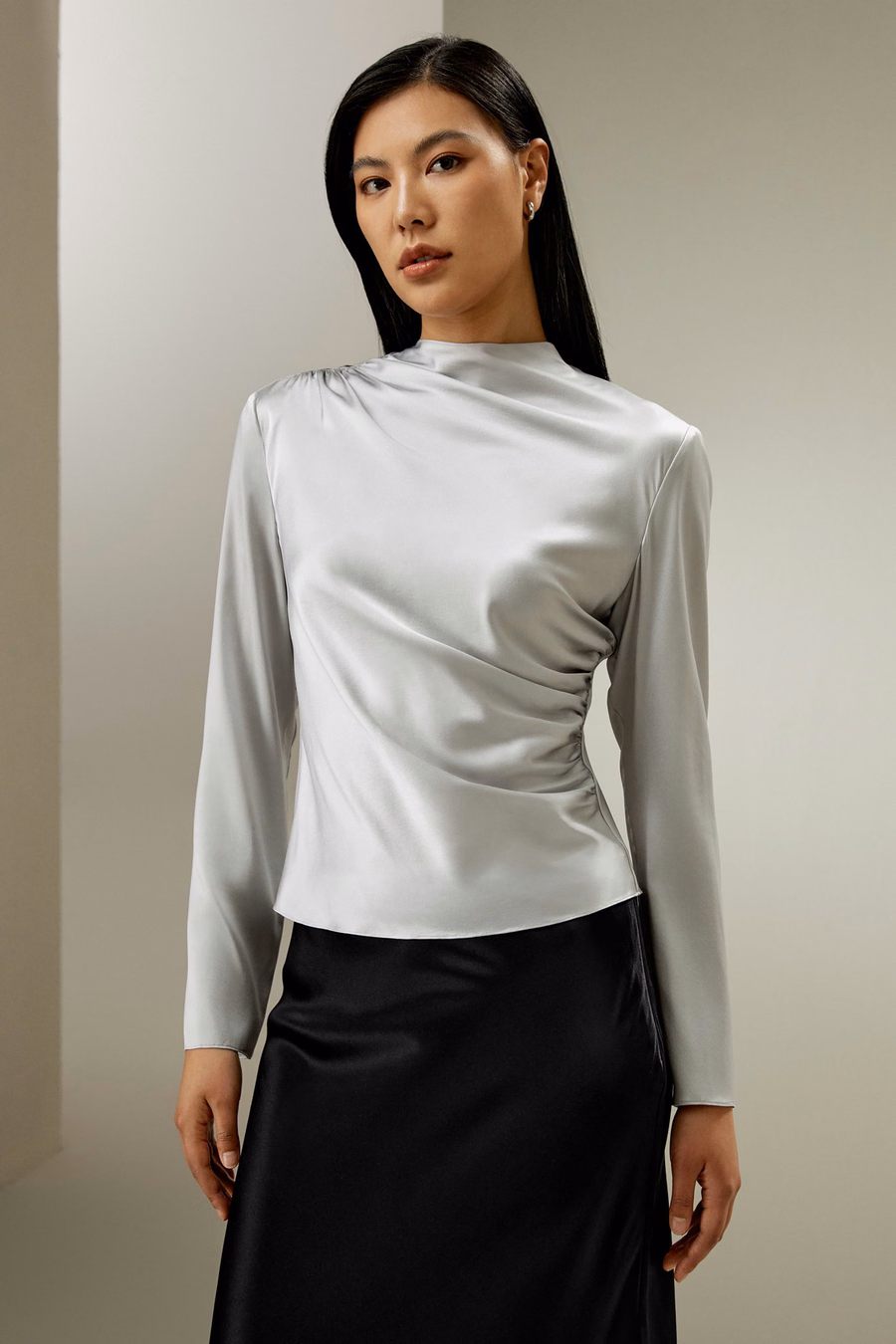 Blusa in Seta a Onde Oblique