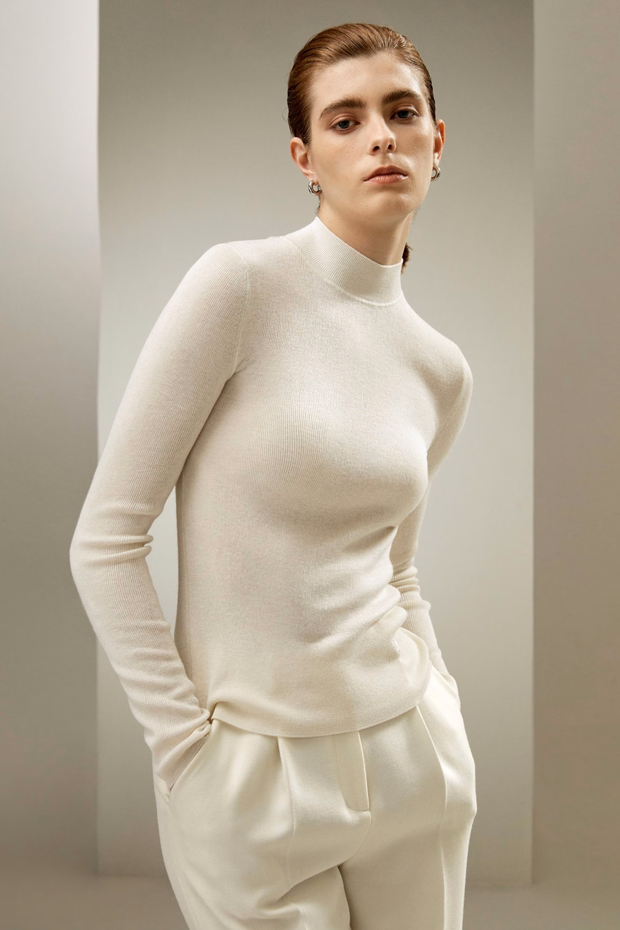 Top essenziale in misto cashmere