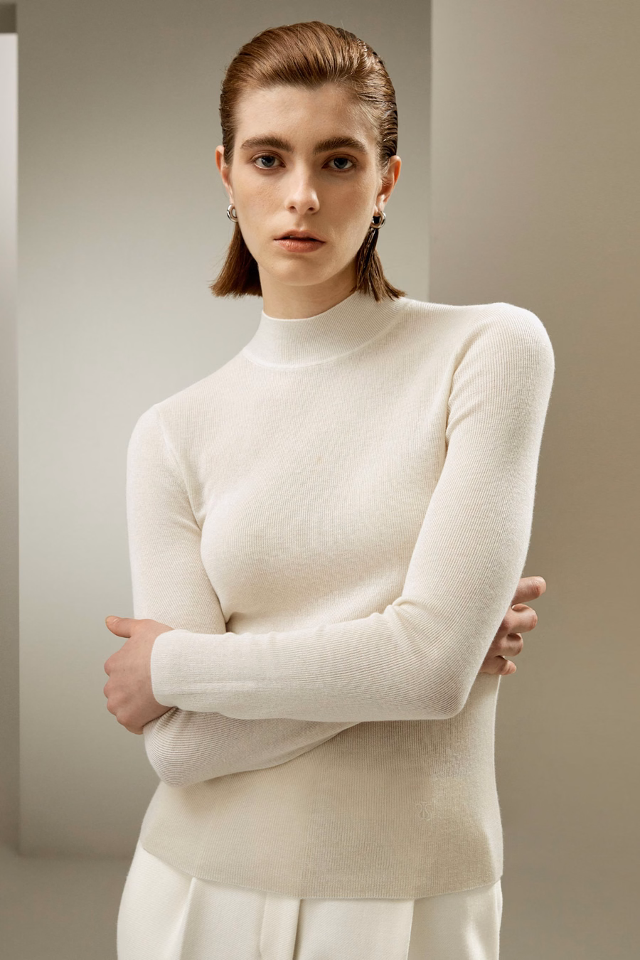 Top essenziale in misto cashmere